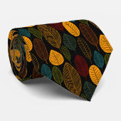 リーフパターン – 黒の色03 ネクタイ (ロール)