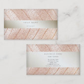 リーフピンクローズ金ゴールドパール繊細なスクリプト 名刺 (正面/裏面)