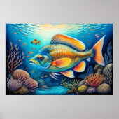リーフフィッ絵を描グの水カラフル色の3:2 ポスター (正面)