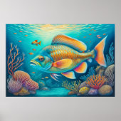 リーフフィッ絵を描グの水カラフル色の3:2 ポスター (正面)