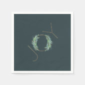 リーフフェイク金ゴールドジョイリースクリスマス/休日 スタンダードカクテルナプキン (正面)