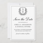 リーフフォーマルクレストモノグラム白黒結婚ズ セーブザデート (正面)