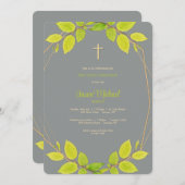 リーフフレーム宗教招待状 招待状 (正面/裏面)