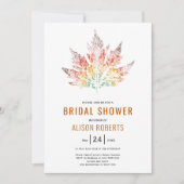 リーフプリント焦げオレンジ秋の結婚式ブライダルシャワー 招待状 (正面)