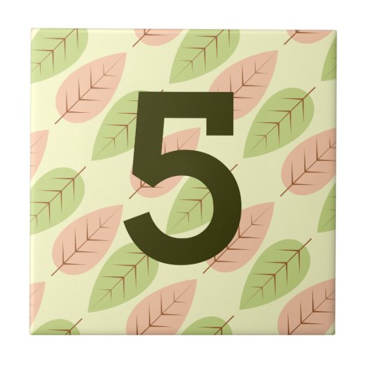 リーフプリント通りアドレスハウス番号タイルデザイン タイル (正面)