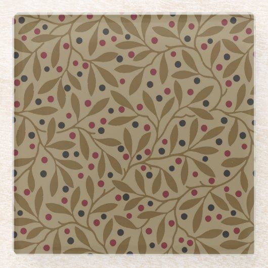 リーフベリクラシックーカラフルパタかわいらしーンアート ガラスコースター (正面)