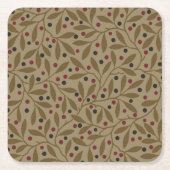 リーフベリクラシックーカラフルパタかわいらしーンアート スクエアペーパーコースター (正面)