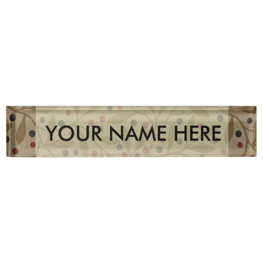 リーフベリクラシックーカラフルパタかわいらしーンアート デスクネームプレート (正面)