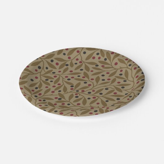 リーフベリクラシックーカラフルパタかわいらしーンアート ペーパープレート (アングル)