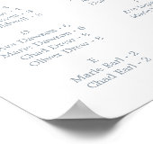 リーフミニマルほこりっぽい青いアルファベットの座席表 ポスター (角)