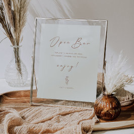 リーフミニマルクリーおもしろいム結婚の開いたバー標識 ポスター