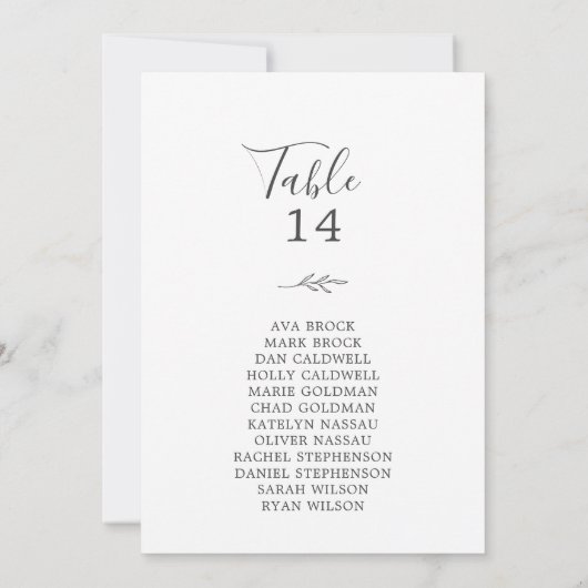 リーフミニマルグレーのテーブル番号座席表カード (裏面)