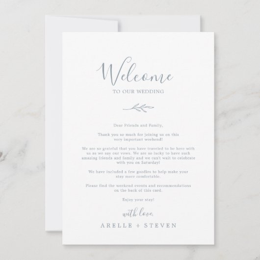 リーフミニマルダスティブルーウェルカムレター&旅程 (正面)