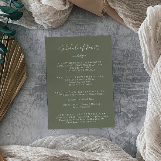 リーフミニマルダークグリーン週末のイベントのスケジュール エンクロージャーカード