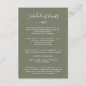 リーフミニマルダークグリーン週末のイベントのスケジュール エンクロージャーカード (正面)