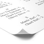 リーフミニマルダークグレーのアルファベットの座席表 ポスター (角)