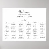 リーフミニマルダークグレーのアルファベットの座席表 ポスター (正面)