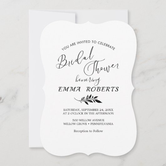 リーフミニマルテラコッタブライダルシャワー招待 招待状 (正面)