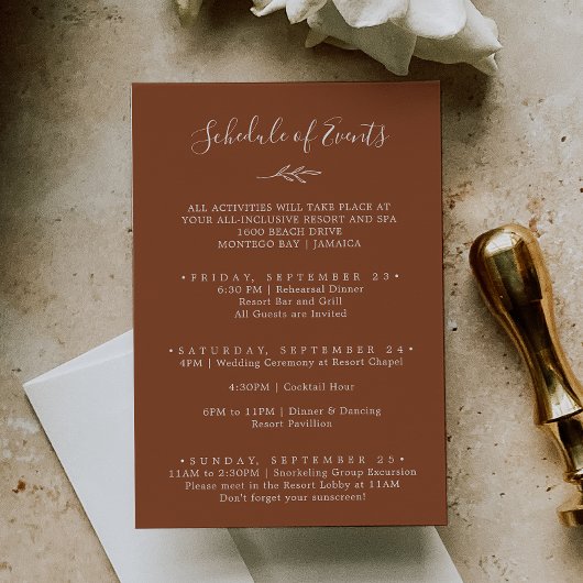 リーフミニマルテラコッタ週末イベントのスケジュール エンクロージャーカード