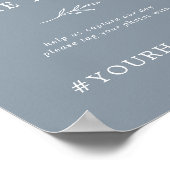 リーフミニマルブルーとホワイト共有ラブハッシュタグ ポスター (角)