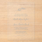 リーフミニマルブルーフォーマルシンプル緑結婚病 アクリル招待状 (正面)