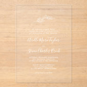 リーフミニマルホワフォーマルイシンプルエリー結婚ズ アクリル招待状 (正面)