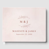 リーフミニマルボホピンクエレガントな結婚式 ゲストブック (正面)