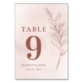 リーフミニマルボホピンクエレガントな結婚式 テーブルナンバー (裏面)