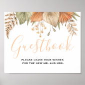 リーフミニマルボホフローラの結婚ゲストブックのサイン ポスター (正面)