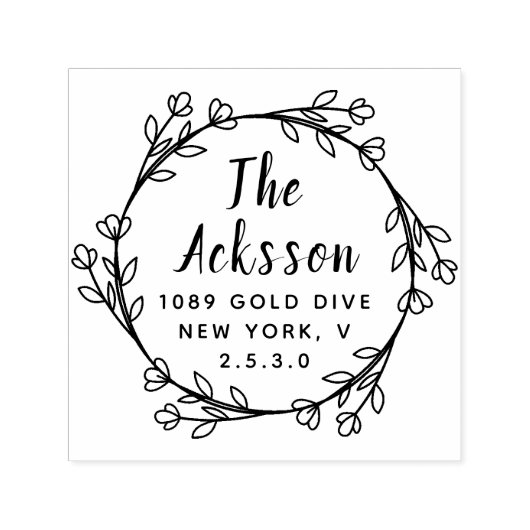 リーフミニマル円形アドレスの自動手書きスタンプ セルフインキングスタンプ (デザイン)