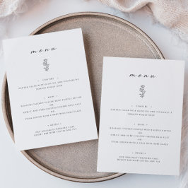 リーフミニマル白黒の結婚ディナーフラットメニュー メニュー