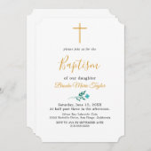 リーフミニマル金ゴールドバプテスマ招待状 招待状 (正面/裏面)