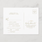 リーフミニマル金ゴールドメニュー選択RSVPポストカード インビテーションポストカード (裏面)