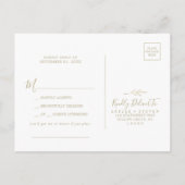 リーフミニマル金ゴールド曲リクエストRSVPポストカード インビテーションポストカード (裏面)