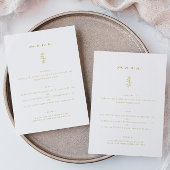 リーフミニマル金ゴールド&ホワイトのディナ結婚ーフラットメニュー メニュー