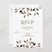 リーフモダンウェディングRSVPカード インビテーションポストカード (正面/裏面)