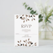 リーフモダンウェディングRSVPカード インビテーションポストカード (スタンド正面)