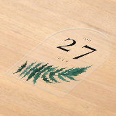 リーフモダンウォーター色アクリルアーチテーブル番号 アクリル招待状 (レイダウン)