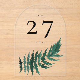 リーフモダンウォーター色アクリルアーチテーブル番号 アクリル招待状