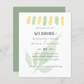 リーフモダンウォーター色結婚式招待状 (正面/裏面)