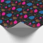 リーフモダンカラフル抽象芸術パターン黒 ラッピングペーパー (角)