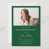 リーフモダングリーンホワイト2写真卒業パーティー 招待状 (裏面)