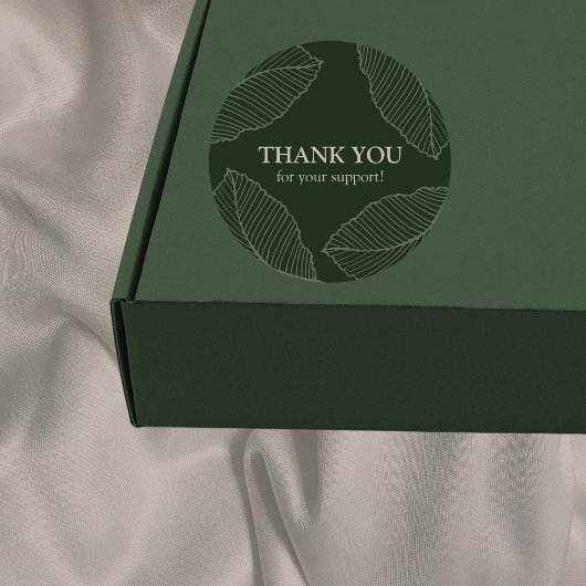 リーフモダンパターンありがとうステッカー ラウンドシール