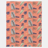 リーフモダンパターンのスロー&フリース フリースブランケット (正面)