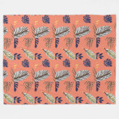 リーフモダンパターンのスロー&フリース フリースブランケット (正面(横))