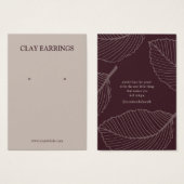 リーフモダンパターンジュエリーイヤリング表示カード (正面&裏面)