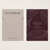 リーフモダンパターンジュエリーネックレス表示カード (正面&裏面)
