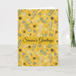 リーフモダンパターン金ゴールド背景ホリデーカード シーズンカード