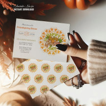 リーフモダンマンダラ感謝祭招待状