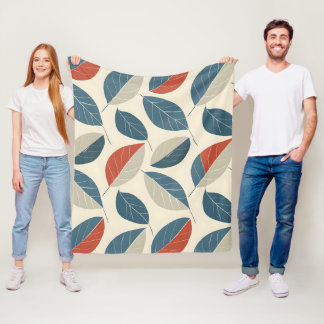 リーフモダンモチーフ フリースブランケット